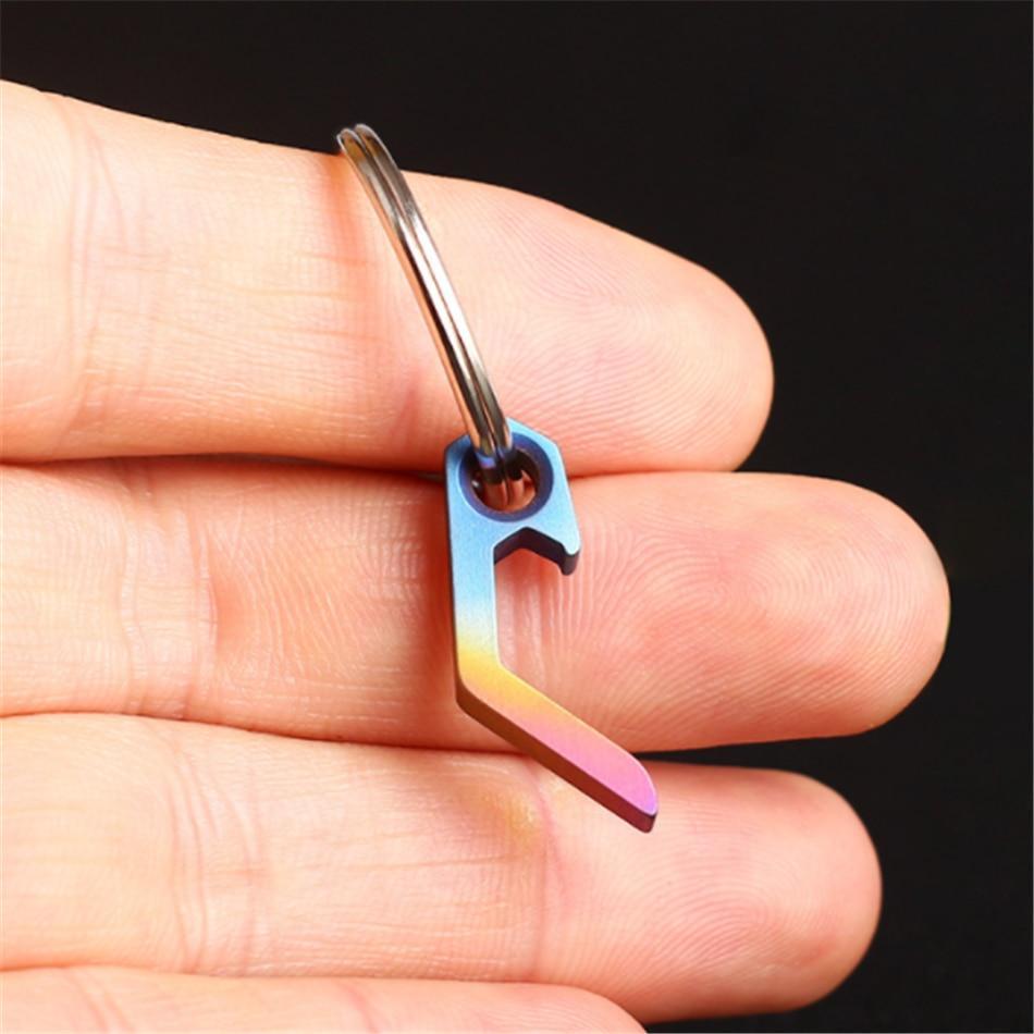 Porte-clés EDC En Titane Avec Couteau Pliant - Mousqueton Multifonction Pour Camping Et Extérieur