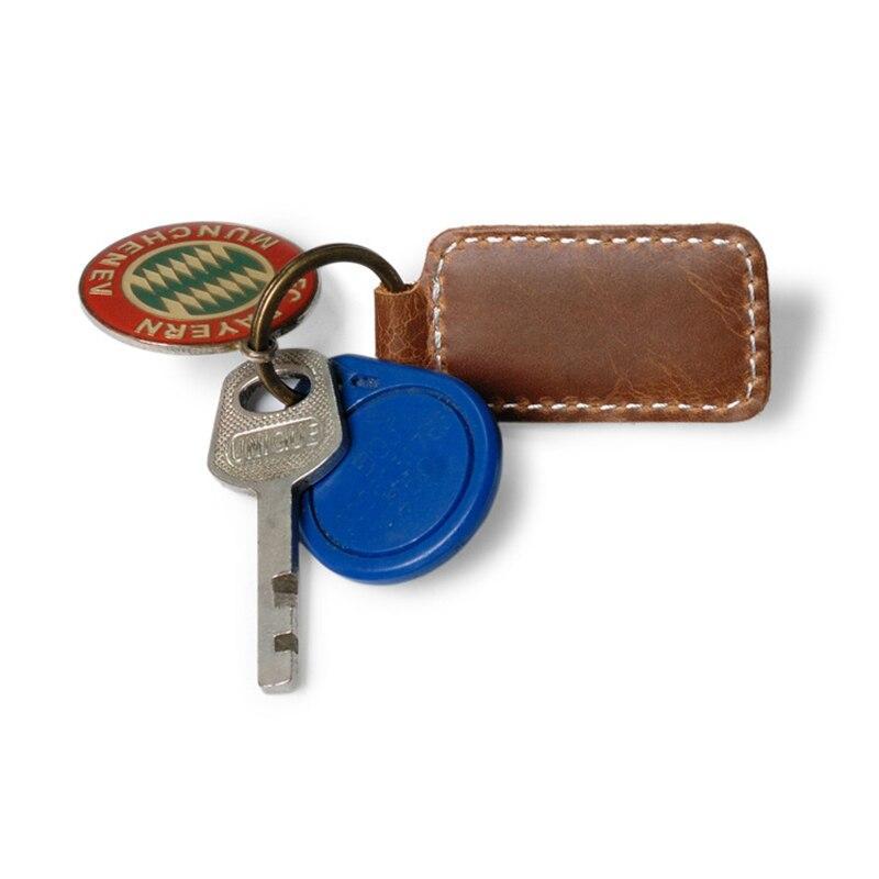 Porte clés en cuir marron ciré pullup avec mousqueton - Cuir en Stock