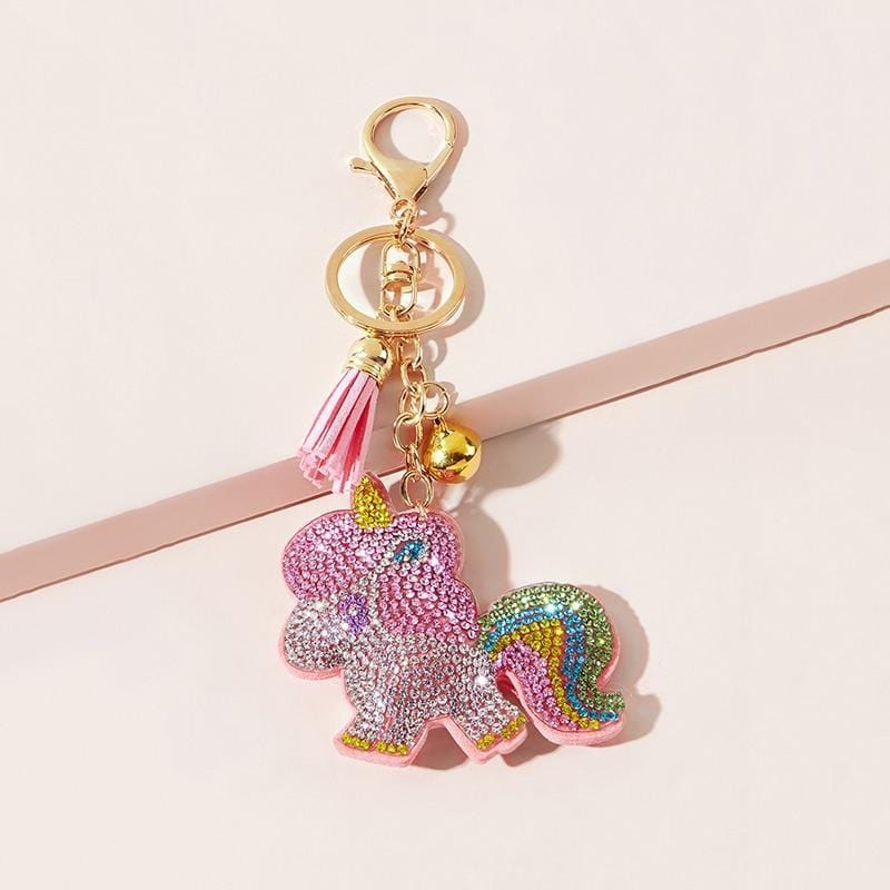 Porte clés Licorne argent et pompon Bleu - Titou va bien Porte clés Licorne argent et pompon Bleu - Titou va bien