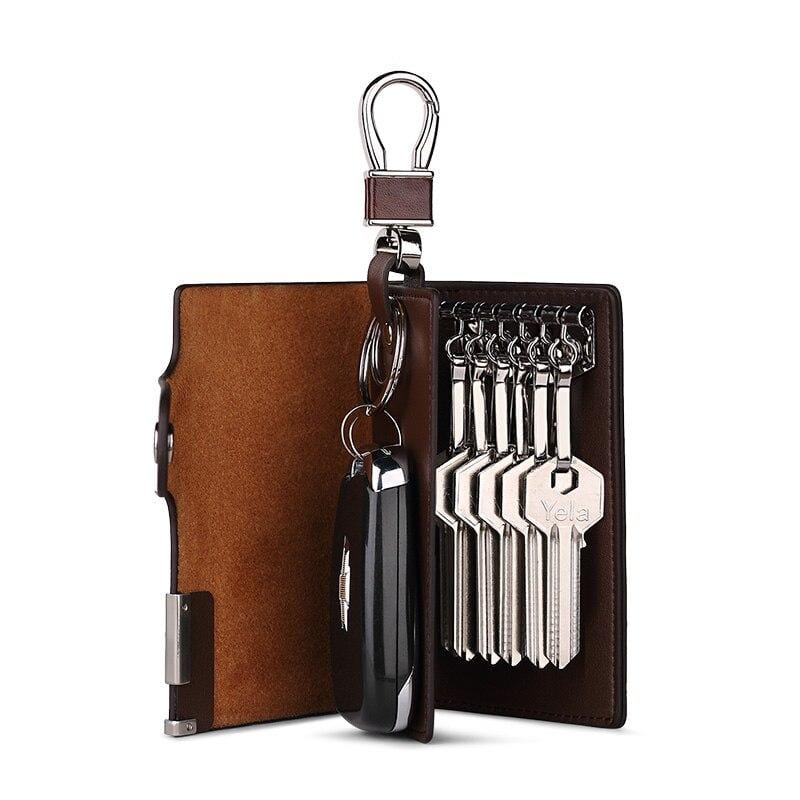 THL Design - Étui à clés en cuir - Sac à clés - Mini portefeuille - 2  pièces - Cuir