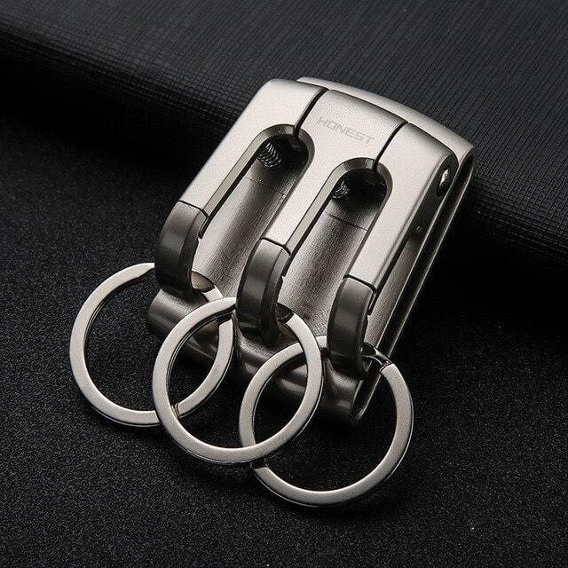 WLLHYF Lot De 2 Porte-clés En Métal Avec Clips Pour Porte-clés - Pour Homme - Argenté - Organisateur Pour Clés De Voiture, Porte-monnaie, Argenté, Taille Unique
